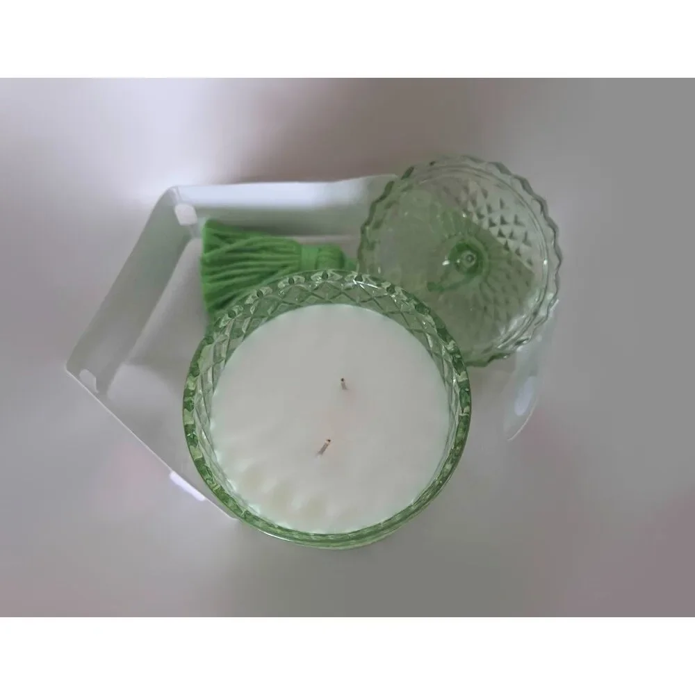 NEW Rachel Zoe Lime Basil + Mandarin Crystal Glass Jar Scented Candle 14oz